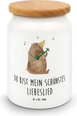 Produktbild von Mr. & Mrs. Panda tee behälter Bär Lied - Weiß - Geschenk, Liebe, Frau, Kaffeedose, Partner, Snackdose, Valentinstag, Keksdose, Dose, Herz, Teddy