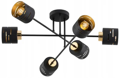 Produktbild von KAR-LIGHTING Deckenleuchte 6-flammig Schwarz, Metall, 70×70×28 cm, geometrisches Design, E27-Fassung – für größere Räume