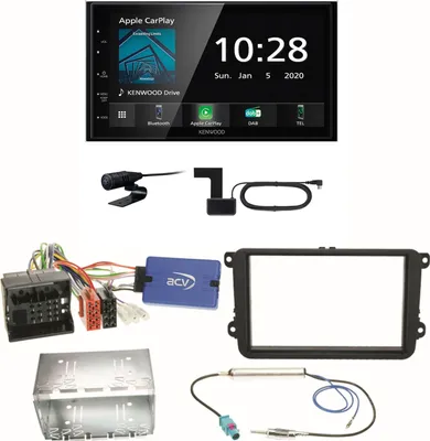 Produktbild von Kenwood DMX5020DABS Android Auto CarPlay Einbauset für Beetle Jetta Sharan T5