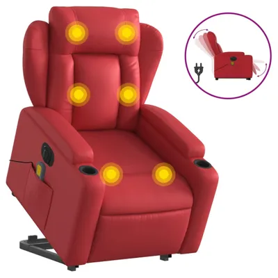 Produktbild von vidaXL Massagesessel mit Aufstehhilfe Elektrisch Rot Kunstleder