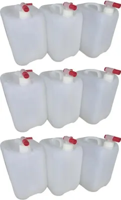 Produktbild von 6 x 10 L 10 Liter Wasserkanister Kanister lebensmittelecht dicht + 6 x Hahn DIN45 (6x10knn45 + 6xH. 45)