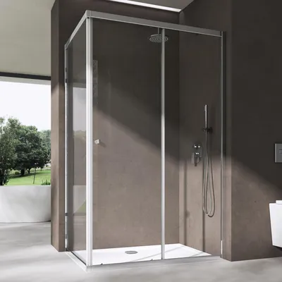 Produktbild von doporro Duschkabine Schiebetür Duschabtrennung 80x70cm Eckeinstieg Klarglas Eckdusche ESG Glas inkl. Duschwanne Höhe 190cm Ravenna16L K
