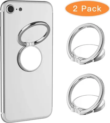 Obrázok produktu pre 2 ks krúžok na mobilný telefón, držiak na prst mobilného telefónu, univerzálny 360° otočný držiak na prst smartfónu pre telefón Xs Max Xs XR X, telefón 7 7 Plus 8 8 Plus, Samsung S10 S9 S8 S7 S6 S5 S4 (strieborný)