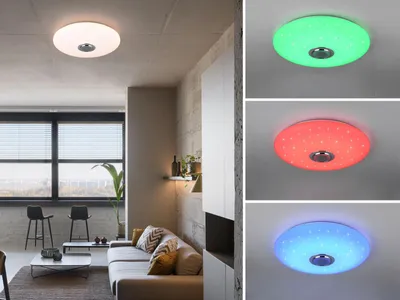 Produktbild von RGBW LED Deckenleuchte mit Fernbedienung, Tageslicht & Bluetooth Lautsprecher