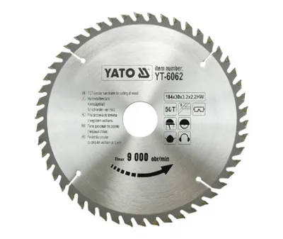 Productafbeelding van Yato YT-6062, geschikt voor kunststof, hout, 18,4 cm, 3 cm, met wolfraamcarbide (TCT), 2,2 mm, 9000 omwentelingen per minuut