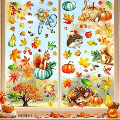 Produktbild von Fensterbilder Herbst Selbstklebend 9 Bögen 84 Teile PVC Wiederverwendbar