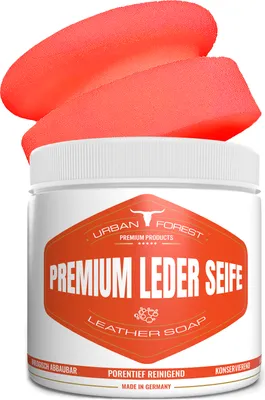 Produktbild von Lederseife Lederreiniger inkl. Handschwamm Lederpflege zur Leder-Reinigung von Lederprodukten als Sattelseife & Polsterreiniger 500 ml