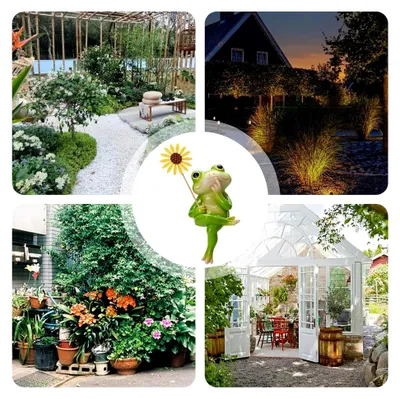 Produktbild von Frosch Statue mit Sonnenblume, sitzende Froschfigur für Garten und Hof