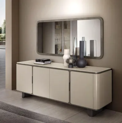 Produktbild von Beiges Modernes Sideboard  Wohnzimmer Anrichte Spiegel