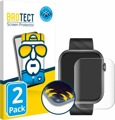 Produktbild von 2x BROTECT Fullscreen Schutzfolie für Braidol Smartwatch 1.96" Displayschutz Folie Fullcover Klar Transparent