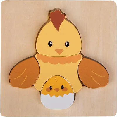 Obrázok produktu pre Besttoy - Drevené puzzle - Sliepka s kuriatkami - 5 dielov