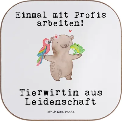 Produktbild von Mr. & Mrs. Panda unterleger Tierwirtin Leidenschaft - Weiß - Geschenk, Lustig, Bauernhof, Untersetzer Glas, Spruch, gläseruntersetzer, Coaster, Holzuntersetzer, Witzig