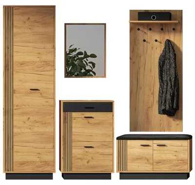 Produktbild von Garderobe URSA 3 craft eiche golden + schwarz