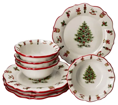 Obrázek produktu pro 8dílná jídelní sada Maestro Natale 4 osoby talíř miska na cereálie Vánoce
