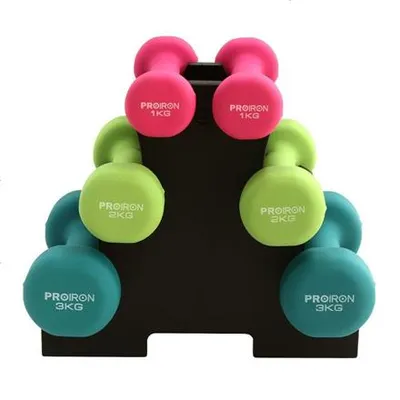 Zdjęcie produktu dla PROIRON Zestaw hantli neoprenowych 12 kg /ciężarki neoprenowe 1kg 2kg 3kg x 2
