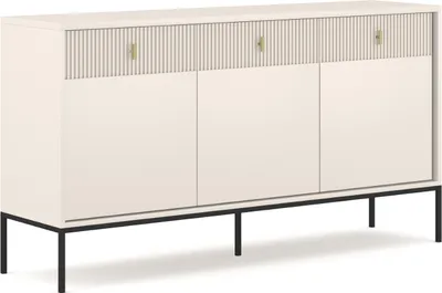 Obrázek produktu pro Komoda: tři zásuvky, tři dvířka, kašmírová barva, černé nohy