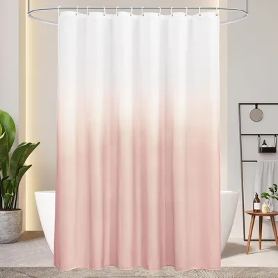 Image de Rideau de douche 180x200cm rose textile étanche lavable anti-moisissure