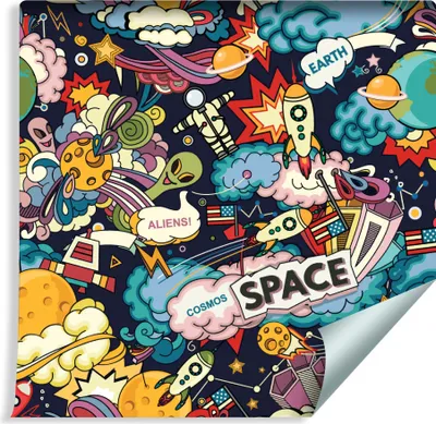 Produktbild von 10m VLIES TAPETE Rolle Kinderzimmer Weltraum Cartoon Kosmos XXL