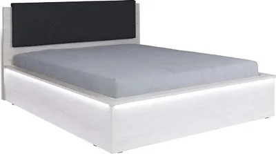Produktbild von FURMEB24 |  Modernes Doppelbett | DENVER 160x200 cm | Holzoptik, gepolstertes Kopfteil, Metallrahmen | Matratze inklusive