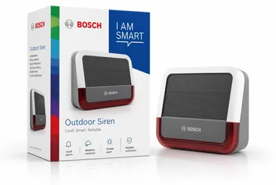 Produktbild von Bosch Smart Home Außensirene, Drahtlose Sirene, Draußen, 100 m, 2400 - 2483.5 MHz, 100 dB, IP55