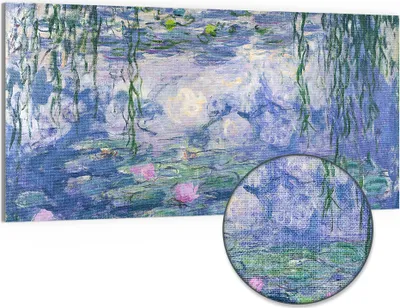 Produktbild von DEQOART Hybrid Leinwand Bild 100x50 cm 'Seerosenidylle' Wandbild Glas flach modern