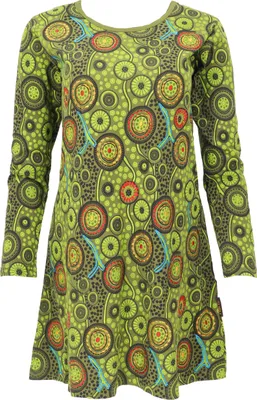 Produktbild von Hippie Minikleid Boho Chic, Tunika - Grün, Damen, Baumwolle, Größe: S
