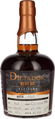 Immagine prodotto di Dictador BEST OF 1987 ALTISIMO Rum colombiano 30YO/050317/EX-W348 45 % 0,70 lt.
