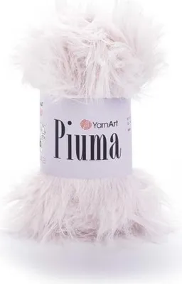 A spool of fluffy yarn with a label.