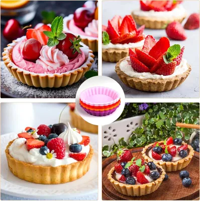 Produktbild von Schöne Set von 8 bunten Silikonbackformen für Muffins und Törtchen