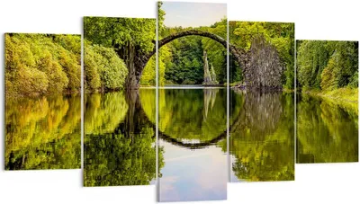 Produktbild von Bild auf Leinwand - Leinwandbild - Park Natur Wasser - 160x85cm - Wand Bild - Wanddeko - Wandbilder - Leinwanddruck - Bilder - Kunstdruck - Wanddekoration - Leinwand bilder - Wandkunst - EA160x85-3902