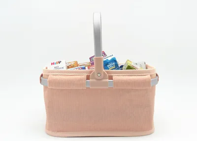 Produktbild von TANNER - Der kleine Kaufmann – Cord-Tragekorb Peach Blossom gefüllt 5005.9