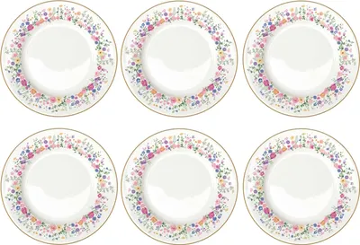 Produktbild von 6er Set Speiseteller MON AMOUR Blumen D. 27cm weiß bunt Porzellan Easy Life