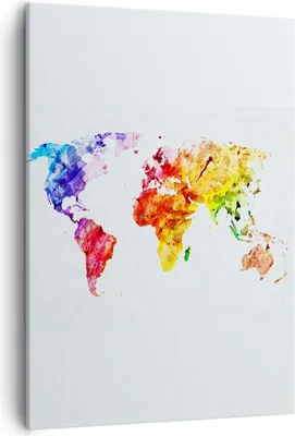 Produktbild von Bild auf Leinwand - Leinwandbild - Einteilig - Welt Karte Bunt Kontinente - 50x70cm - Wand Bild - Wanddeko - Wandbilder - Leinwanddruck - Wanddekoration - Leinwand bilder - Wandbild - PA50x70-2799