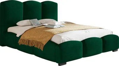 Produktbild von Polsterbett 200x200 cm Roma - Doppelbett mit Bettkasten - Metall-Lattenrost, Dicker Schaum, Bett 200x200 Grün