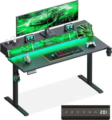 Productafbeelding van Gaming Bureau - Staand Bureau - Comfortabel Werken - Hoogte Verstelbaar - 140 x 57 Cm - Zwart