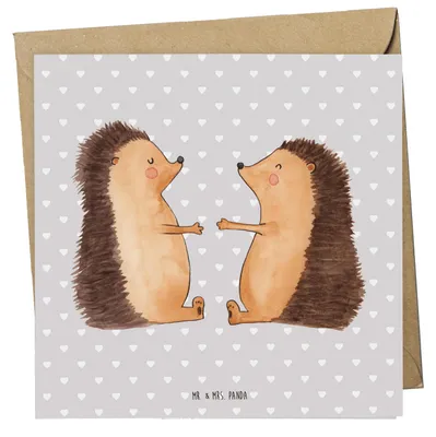 Produktbild von Mr. & Mrs. Panda Grußkarte Igel Liebe - Grau Pastell - Geschenk, faltkarte, Freundin, Glückwunschkarte, doppelkarte, Klappkarte, anlasskarte, Freund, Liebesbeweis