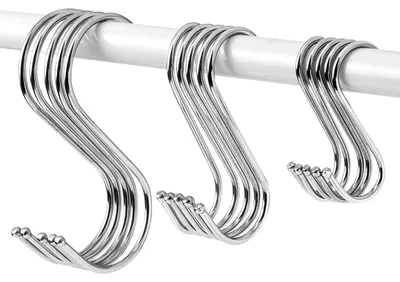S-Haken, 30 Stück, S-förmig, silber, 10 cm