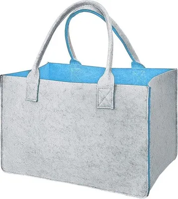 Image de Unyqoos® Sac fourre-tout en feutre, 40 x 25 x 20 cm – Grand sac pliable en feutre de 4 mm, poignée robuste, polyvalent pour le bois et les jouets, couleur bleue