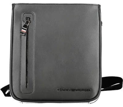Produktbild von Elegante schwarze Herren-Schultertasche mit verstellbarem Gurt und Logo
