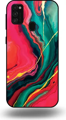 Produktbild von Smartphonica Telefon Fall geeignet für Samsung Galaxy M21 mit rot grün Marmor Print - TPU Backcover Fall rot grün Marmor Design