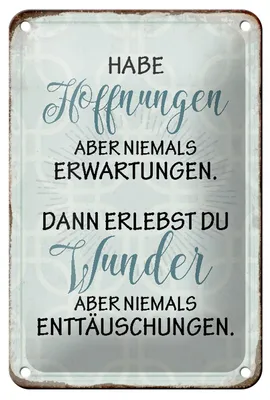 Produktbild von Blechschild Spruch 12x18cm habe Hoffnungen nie Erwartungen