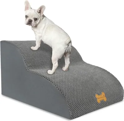 Produktbild von Nepfaivy Hundetreppe für kleine Hunde 2-Stufen, Haustiertreppe für Bett und Sofa aus hochdichtem Schaumstoff, Hundetreppe mit abnehmbarem, waschbarem Bezug und rutschfester Unterlage, 55 x 40 x 30 cm