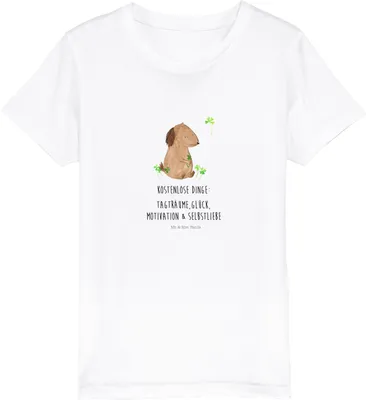 Produktbild von Mr. & Mrs. Panda Kleinkinder T-Shirt Hund Kleeblatt 12-14 Jahre (152/164) - Weiß - Geschenk, Baumwollshirt Kinder, Teenager, Glück, Sprüche, Gratis, Kindershirt, Liebe