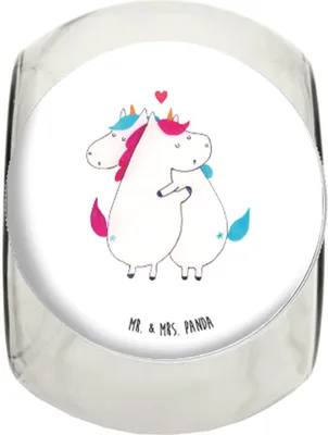 Produktbild von Mr. & Mrs. Panda Teedose Einhorn Mitteilung L 870ml - Weiß - Geschenk, Unicorn, Glasdose, Bonboniere, Vorratsbehälter, Spruch, Valentinstag, Kaffeedose, Liebe, Ehe
