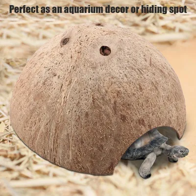 Image de Reptile Hiding Cave Natural Coconut Shell Turtle Aquarium Hide House Decor