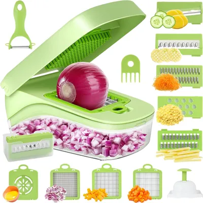 Produktbild von 14-in-1 multifunktionale Gemüseschneider für Würfel, Streifen, Scheiben und Viertel
