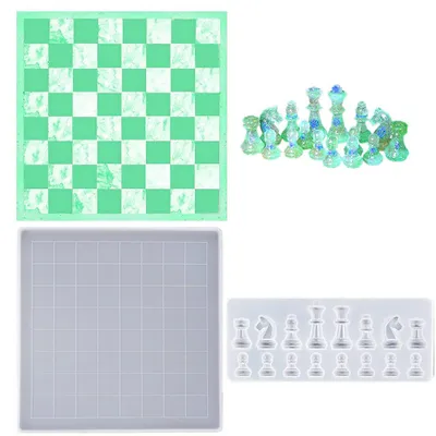 Produktbild von Schachbrett-Harzform-Set, Silikon-Epoxidguss für DIY-Kunsthandwerk, Schmuckherstellung