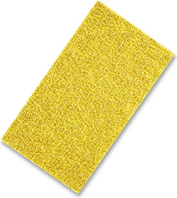 A yellow abrasive pad is shown on a white background.