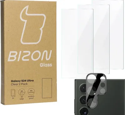 Produktbild von 3x Szkło + szybka na aparat BIZON Clear 2 Pack do Galaxy S24 Ultra