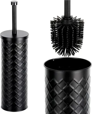 Produktbild von Vilde | Silikon-Toilettenbürste Set mit Metallständer - Schwarz - 38x10 cm - Hygienisch - Modernes Design